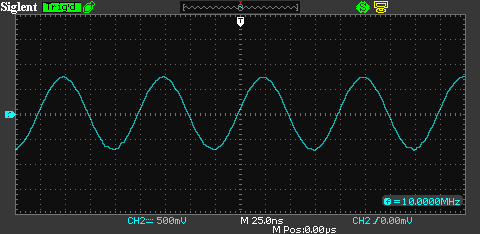 Осциллограмма генератора высокочастотного сигнала Г4-158 частота 10 МГц