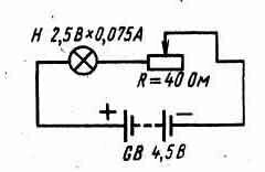 Регулирование тока в цепи с помощью переменного резистора.